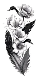 "Flowers feathers " ducks, tattoo design idea