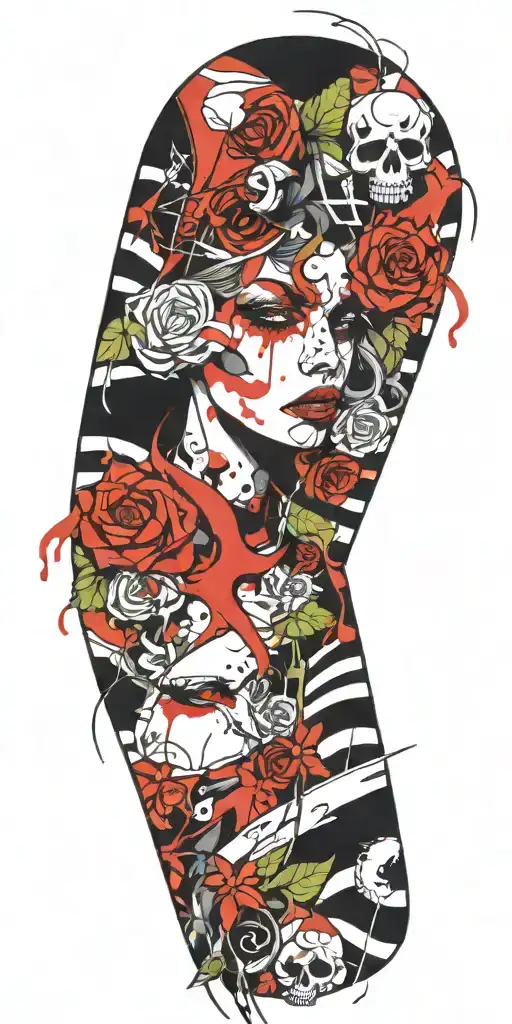 demonic witch alter tattoo design idea