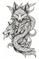 nine tailed foxes tattoo design idea