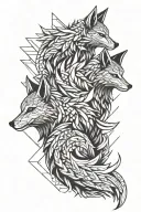 nine tailed foxes tattoo design idea