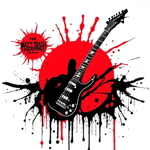 Pearl Jam stickman, Godsmack sun logo, Bass guitar, Michael Myers, and the name Matt tattoo design idea