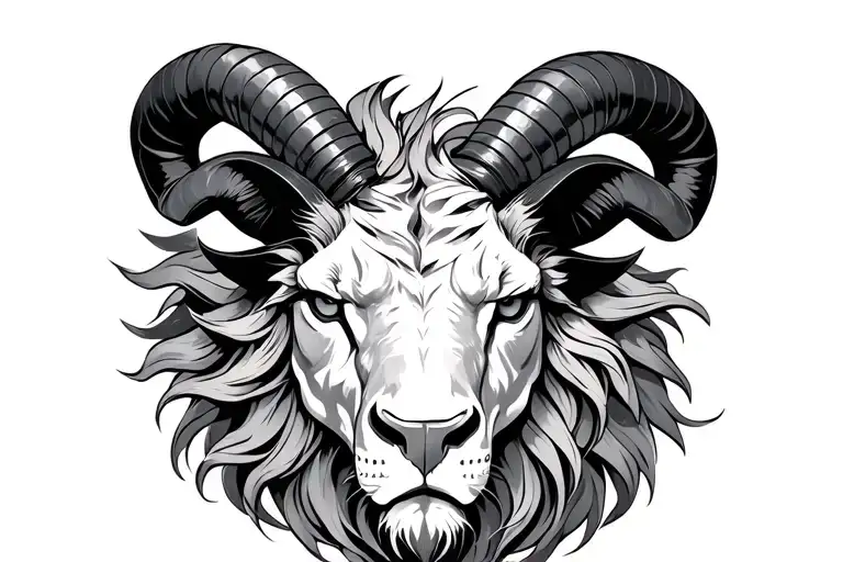 taurus head leos mane aries horns bahamut head tattoo design idea