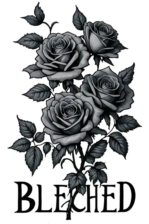"BLEACHED" vine with roses growing tattoo design idea