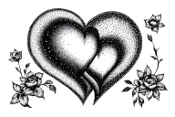 double heart intertwined tattoo design idea