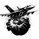 fighter jet flying dropping explosive bomb tattoo design idea