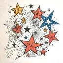 A script page with a constellation of stars as background tattoo design idea