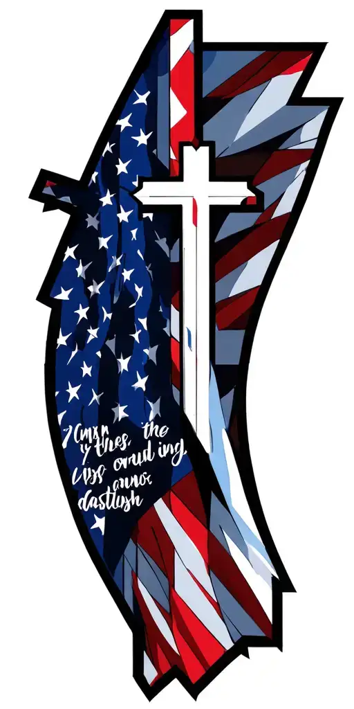 bible verse, USA flag with Christian cross tattoo design idea