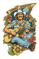 jimmy buffett and john denver theme tattoo design idea