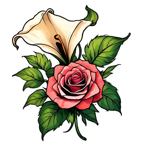roses calla Lilly tattoo design idea