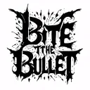 dark lettering saying bite the bullet tattoo design idea