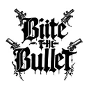 dark lettering saying bite the bullet tattoo design idea
