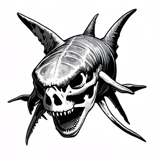 Skeleton Shark taken tattoo design idea