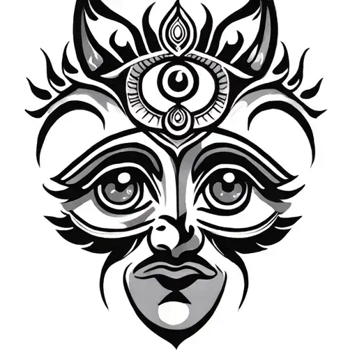 Tattoo Design with Trishul, 3rd Eye, Damarukam tattoo design idea
