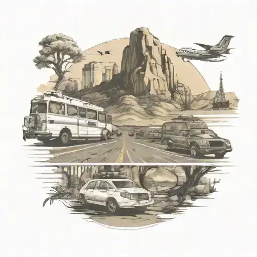 Road trip USA Westküste, San Francisco, Los Angeles, grand Canyon, Las Vegas, Yosemite tattoo design idea
