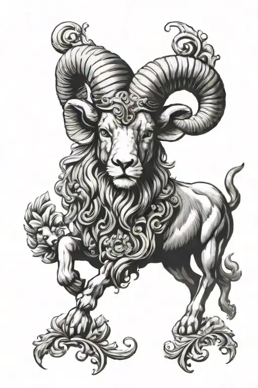 Aries ram and Leo lion head tattoo tattoo design idea