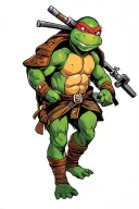 Ninja turtle (followed by ronin) around the leg tattoo design idea