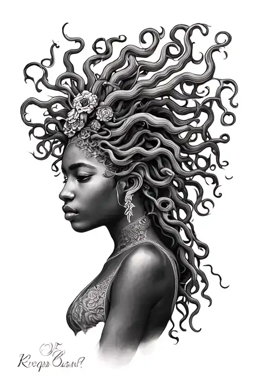 African Medusa tattoo design idea