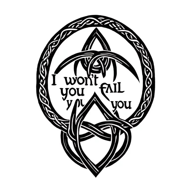 "I won't fail you" viking symbol for family in the middle of the celtic dara knot  tattoo design idea