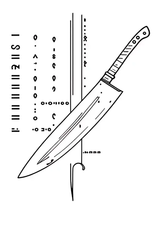 butcher knife morse code device integrated norse theme and surfboard tattoo design idea