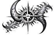 sun, moon, compass, time clock tattoo design idea