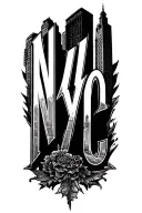 "NYC" "NYC" New York sleeve tattoo design idea
