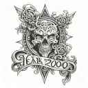 year 2000 written tattoo design idea