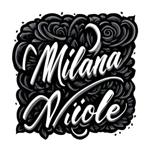 milana Nicole name in cursive tattoo design idea