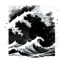 ocean wave crashing forming a circuit board tattoo design idea