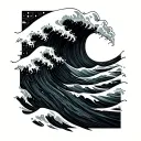 ocean wave crashing forming a circuit board tattoo design idea