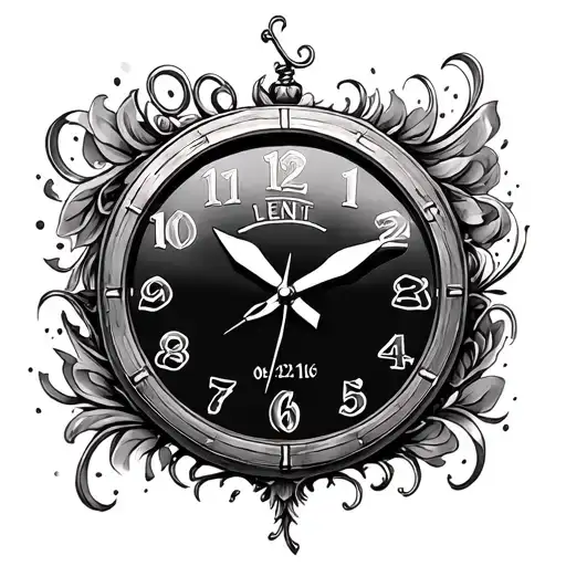 analog clock with date 06/21/16 with Leon in the center tattoo design idea