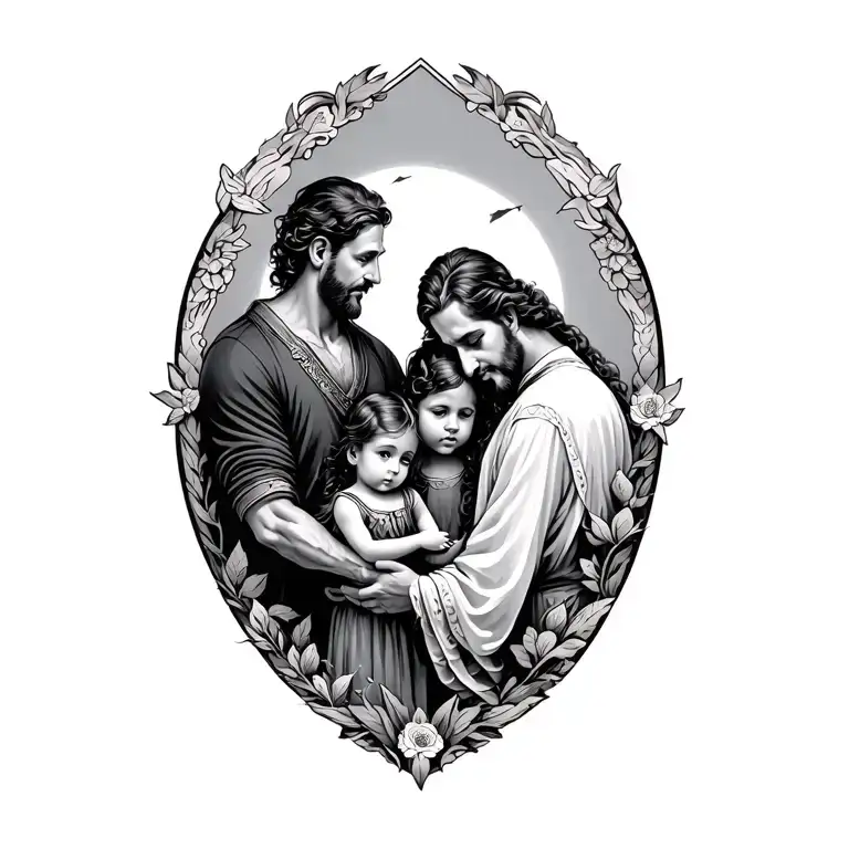 family, father, protector, family past, time passing by tattoo design idea