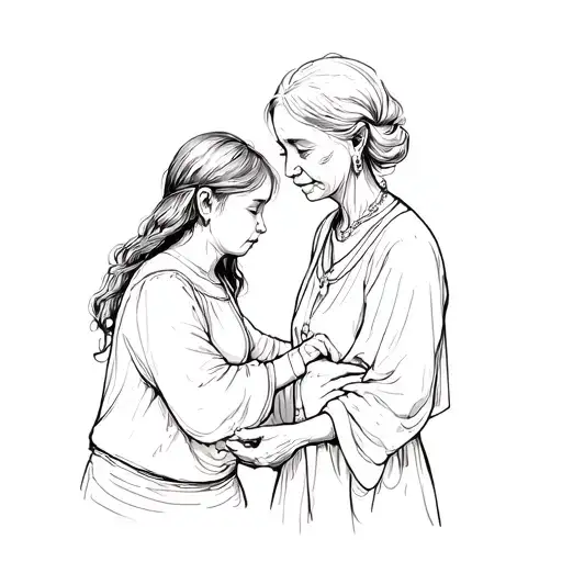 a turbulent relationship between grandchild and her grandmother tattoo design idea