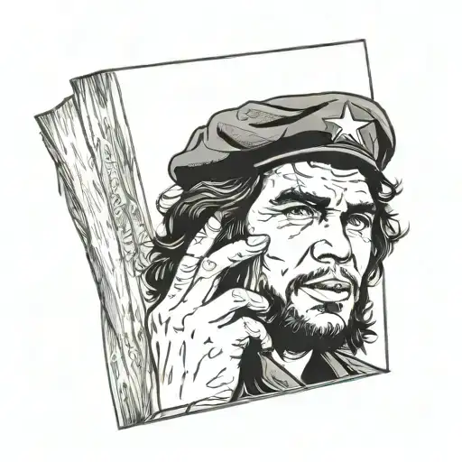 Che Guevara holding a book tattoo design idea