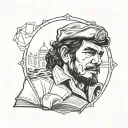 Che Guevara holding a book tattoo design idea