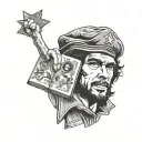 Che Guevara holding a book tattoo design idea