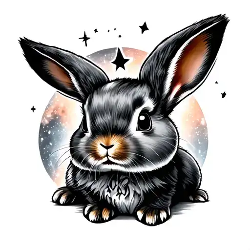 Baby Bunny in star system tattoo design idea