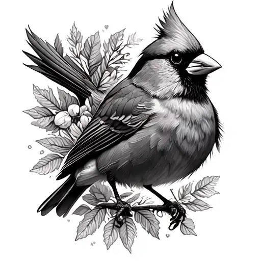 cardinal bird heart year tattoo design idea