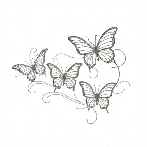 3 butterflies silhouette tattoo design idea