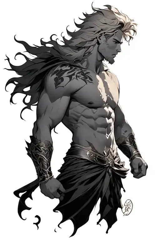 Escanor sin of pride anime character tattoo design idea