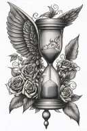 hourglass with wings tattoo design idea