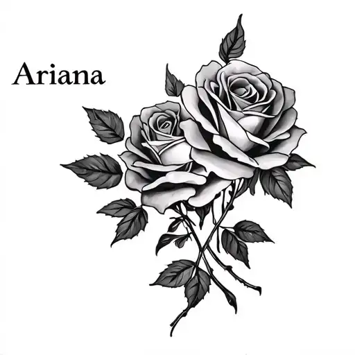 name of arianna on my hand and roses tattoo design idea