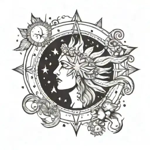 Leo in sun, moon in cancer, Virgo ascending, constellation, astrology tattoo design idea