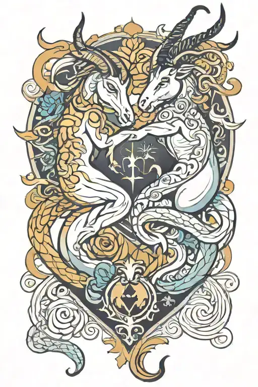 Capricorn and gemini love symbol tattoo design idea