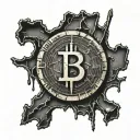 Flesh Scar Bloody Torn flesh, electronics, Cryptocurrency, Bitcoin, Bitcoin symbol, Satanic, Satanism, Pentagram tattoo design idea