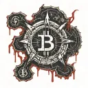 Flesh Scar Bloody Torn flesh, electronics, Cryptocurrency, Bitcoin, Bitcoin symbol, Satanic, Satanism, Pentagram tattoo design idea