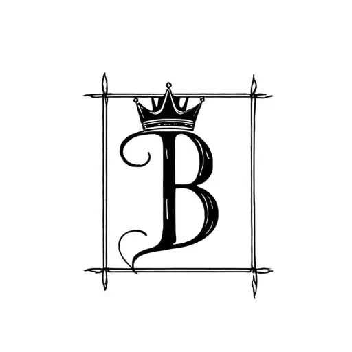 letter b with a crown on top inside of a square  tattoo design idea