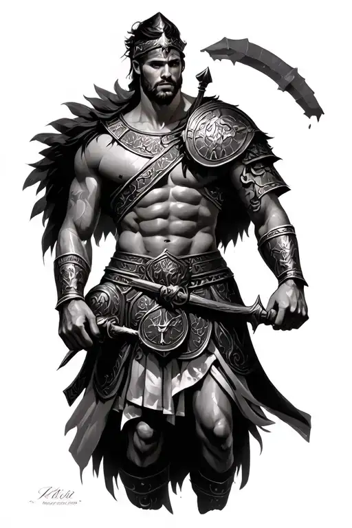 roman warrior full body tattoo design idea