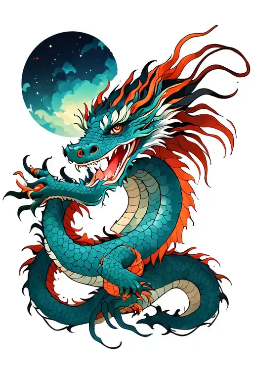 dragon wrapped arms around herself tattoo design idea