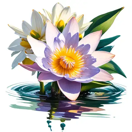 daffodil larkspur waterlily tattoo design idea