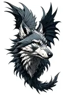wolf dragon raven tattoo design idea